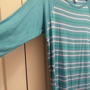 Lularoe Randy small blue green lavendar striped